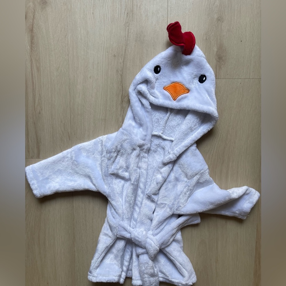 Adorable White Chicken Hooded Robe for Infants